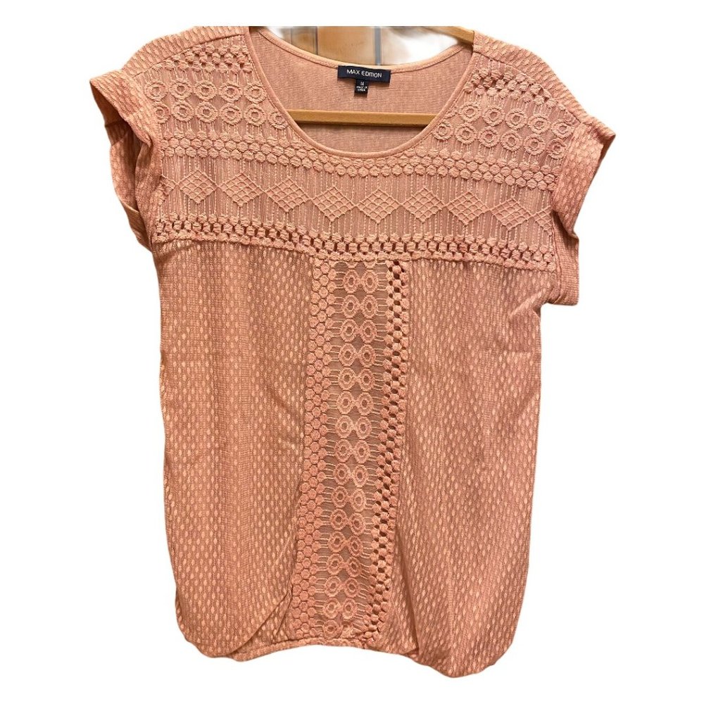 MAX Edition Pink Lace Pattern Blouse M